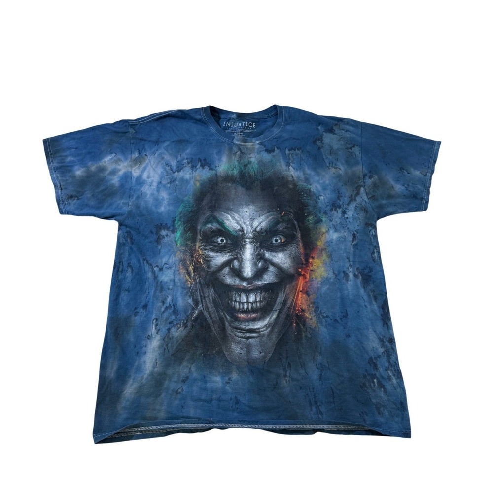 Injustice Joker T-Shirt XL Blue Tie Dye Gods Among Us DC Comics Graphic AOP